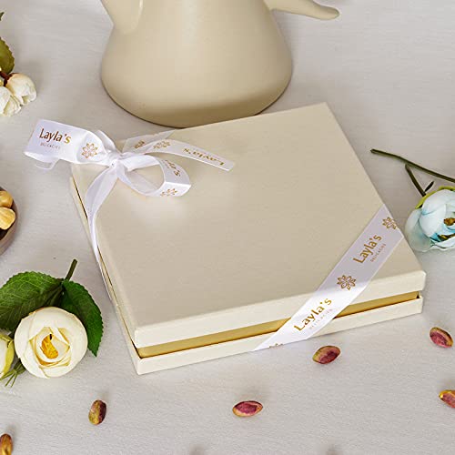 Layla’s Delicacies Mediterranean Treats Vegan Gift Box - Handmade Healthy Mixed Nutty Flavors Pastries - Halal, Vegetarian, Gluten Free - 22 Bite-Size Treats