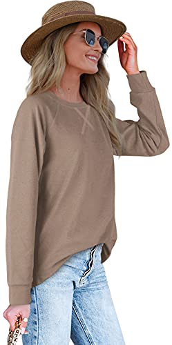 XIEERDUO Super Soft Sweatshirts For Women Cozy Pink Fall Shirt Long Sleeve Coffee Xxl