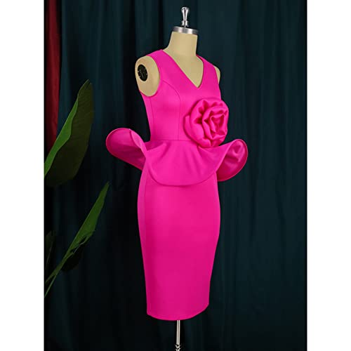 YonYeHong Women's Evening Dress V-Neck Slim Ruffle Party Dress Sleeveless Banquet Evening Gown Cocktail