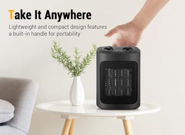 Space Heater, 1500W Electric Heaters Indoor Portable with Thermostat, PTC Fast Heating Ceramic Room Small Heater with Heating and Fan Modes for Bedroom, Office and Indoor Use
