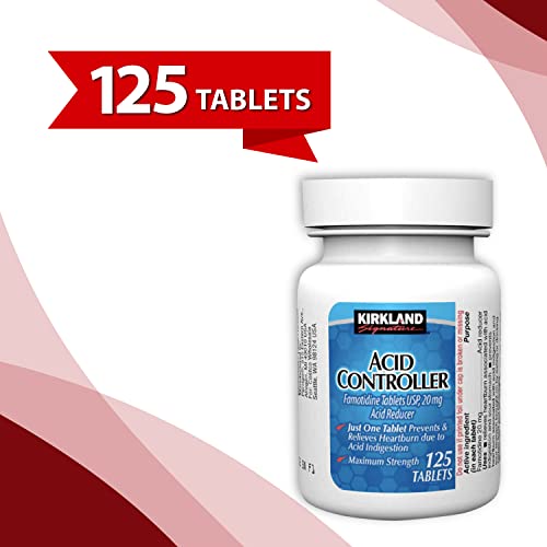 Kirkland Signature Acid Controller 20 mg, 125 Ct (2 Pack) Bundle with Exclusive "Say NO to Indigestion and Heartburn" - Better Idea Guide (3 Items)