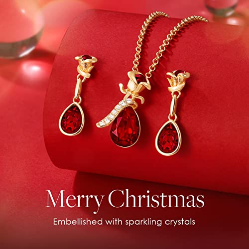 CDE Womens Necklace Set Rose Flower Jewelry Sets for Women Rose Gold Necklaces and Earrings Set Valentine's Day Mothers Day Jewelry Gift for Wife Mom Ladies
