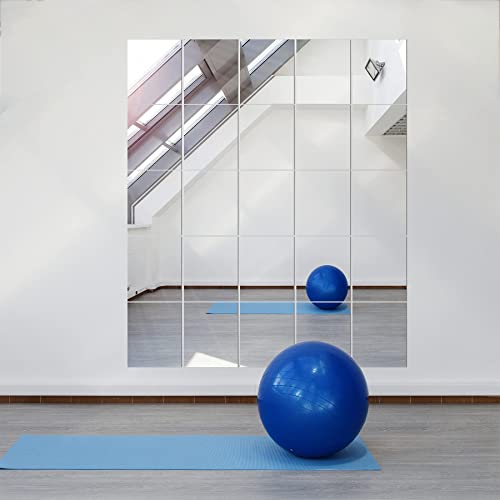 Delma Glass Full Length Wall Mirror Tiles, 14'' x 12'' 4PCS, Frameless Body Tiles for Bedroom, Mounted Home Gym, Door (Glass - 0.1'' 4PCS)