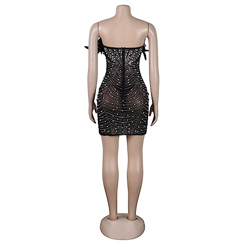 Sexy Party Formal Hot Drilling See Through Beading V Neck Dresses Plus Size Formal Dresses with Corset Black