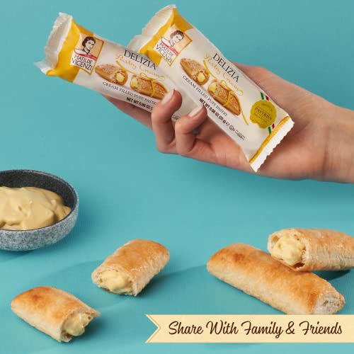 Delizia Pastry Cream by Pasticceria Matilde Vicenzi | Cream Filled Puff Pastry Patisserie Rolls | All-Natural, Kosher Dairy | Made in Italy | 4.41oz (125g) Box, 4-Pack