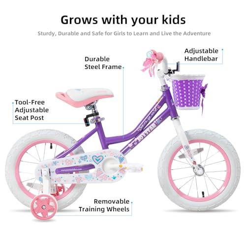 JOYSTAR 16 Inch Girls Bikes Toddler Bike for 4 5 6 7 Years Old Girl 16" Kids Bikes for Ages 4-7 yr with Training Wheels and Basket Children's Bicycle in Purple