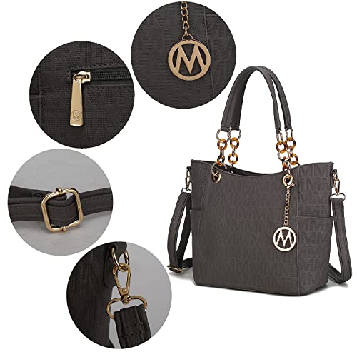 MKF Collection Shoulder Bag for Women, PU Leather Pocketbook Top-Handle Crossbody Purse Tote Satchel Handbag Black