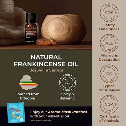 Gya Labs Frankincense Essential Oil for Pain & Body Comfort - for Face & Diffuser - 100% Pure Natural Aromatherapy Oils for Skin (0.34 fl oz)