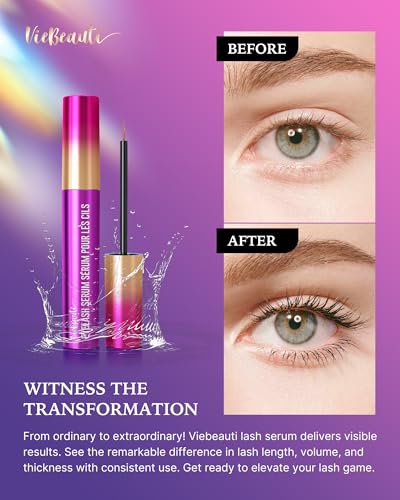 Premium Lash Serum for Eyelash Growth: Viebeauti 3ml Eyelash Serum with Advanced Formula for Longer Fuller and Thicker Luscious Lashes Gift for Women