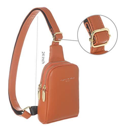 INICAT Small Crossbody Sling Bag Faux Leather Fanny Pack Purses for Women(Orange Red)