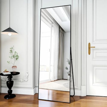 BEAUTYPEAK Full Length Mirror 64"x21" Nano Glass, Standing Rectangle Floor Mirrors Body Dressing Wall-Mounted Mirror for Living Room, Bedroom, Black