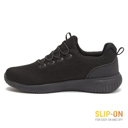 Avia Anchor SR Mesh Slip On Non Slip Shoes for Women, Water Resistant Women's Restaurant, Work & Food Service Sneakers - Black, 8 Medium
