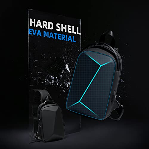 FENRUIEN Anti-Theft Crossbody Sling Backpack Bag for Men&Women Hard Shell with USB, Shoulder Pack Lock Waterproof 10.2 inch Single Strap for Travel Hiking Daily