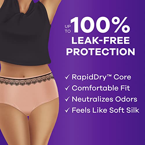 Always Discreet Boutique Adult Incontinence & Postpartum Underwear For Women, High-Rise, Size Small/Medium, Rosy, Maximum Absorbency, Disposable, 12 Count