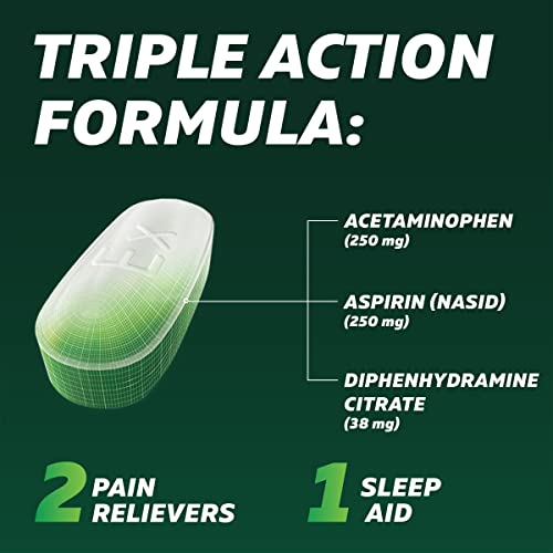 Excedrin PM Sleep Aid with Headache Relief Caplets for Nighttime Headaches and Sleeplessness - 100 Count