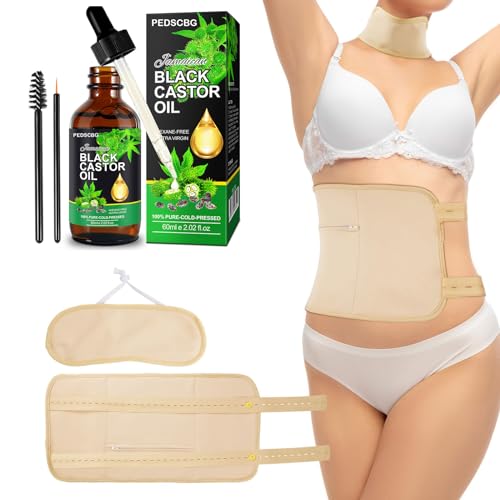 PEDSCBG Castor Oil Pack , Less Stress. Reusable Organic Castor Oil Pack (Certified Organic Castor Oil Included) (Nude)