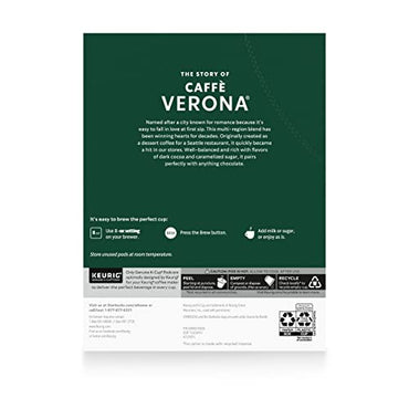 Starbucks K-Cup Coffee Pods—Dark Roast Coffee—Caffè Verona for Keurig Brewers—100% Arabica—4 boxes (96 pods total)