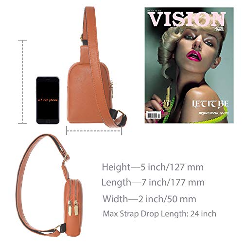 INICAT Small Crossbody Sling Bag Faux Leather Fanny Pack Purses for Women(Orange Red)