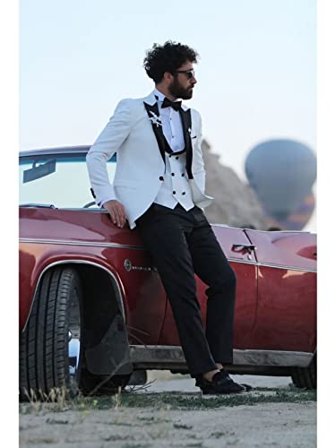 SHUZHXLZANGY Slim Fit Tuxedo for Men 3 Piece Double Breasted Suit Men Suits 34 Tuxedo Jacket for Men Vest Pants Suits XXS Aqua