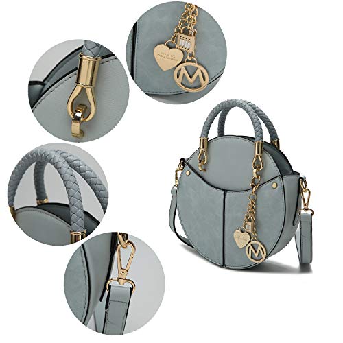 MKF Stylish Round Crossbody Bag for Women – PU Leather Wristlet Handbag – Lady Fashion Circle Messenger Purse Wine
