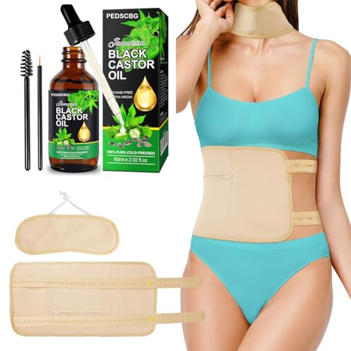 PEDSCBG Castor Oil Pack , Less Stress. Reusable Organic Castor Oil Pack (Certified Organic Castor Oil Included) (Nude)