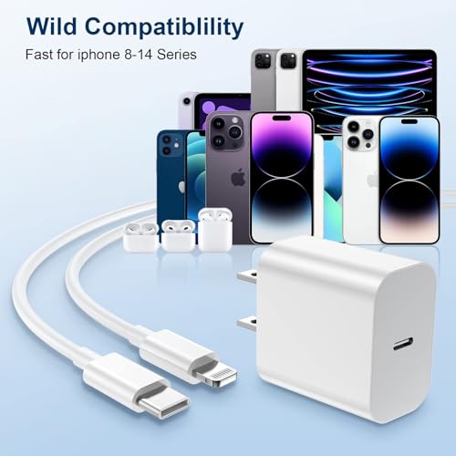 GREPHONE Fast Charger iPhone,20W PD USB C Wall Charger 4 Pack with 6FT Fast Charging Cable - Fast Charger for iPhone 14/14 Pro Max/13/13 Pro/12/12 Pro/11/11 Pro/XS, iPad