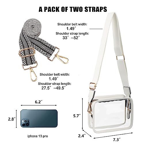 WEDDINGHELPER Clear Purse for Women:Clear Bag Stadium Approved, Crossbody Shoulder Bag with 2 Adjustable Purse Straps for Sporting Events Concerts(B-Red-2)