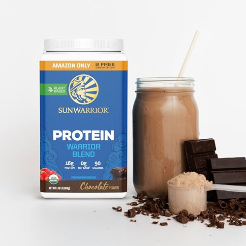 Sunwarrior Vegan Organic Protein Powder Plant-Based | BCAA Amino Acids Hemp Seed Soy Free Dairy Free Gluten Free Synthetic Free Non-GMO | Chocolate 32 Servings | Warrior Blend