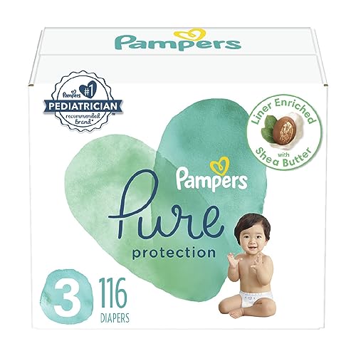 Pampers Pure Protection Diapers - Size 3, 116 Count, Hypoallergenic Premium Disposable Baby Diapers