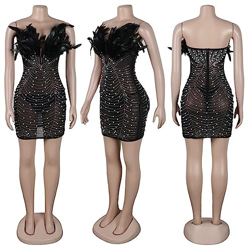 Sexy Party Formal Hot Drilling See Through Beading V Neck Dresses Plus Size Formal Dresses with Corset Black