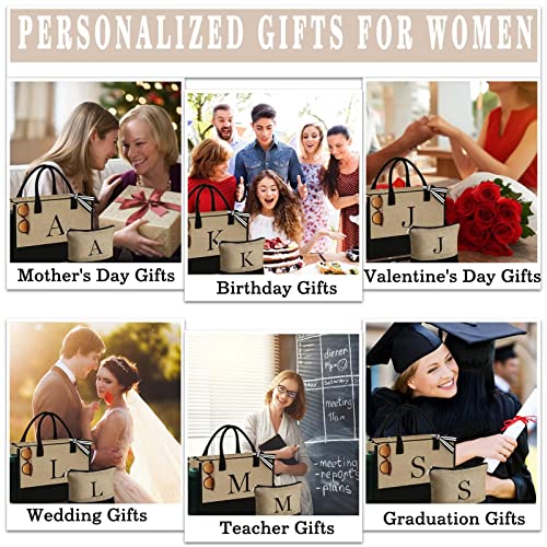 YOOLIFE Gifts for Women - Birthday Gifts for Women A Initial Jute Tote Bag Gifts for Women Her Friend Sister Mom Birthday Gifts Teacher Appreciation Gifts Bride Bridesmaid Wedding Gifts