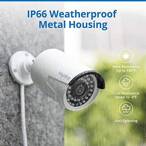 SANNCE 5MP PoE IP Security Camera for PoE NVR, 2Pcs Outdoor Weatherproof Cameras with Smart IR LEDs, Night Vision, Motion Detection, One-Way Audio, Work with Alexa