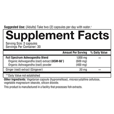 Youtheory ashwagandha Capsule, Helps Maintain Normal cortisol Level, Helps Reduce Stress, 60 Counts