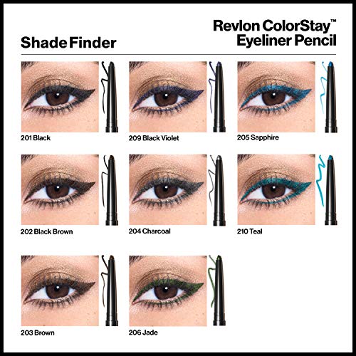 Revlon Pencil Eyeliner, Gifts for Women, Stocking Stuffers, ColorStay Eye Makeup with Built-in Sharpener, Waterproof, Smudge-proof, Longwearing with Ultra-Fine Tip, 201 Black, 2 Pack