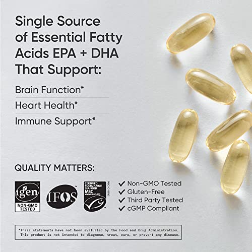 Sports Research Triple Strength Omega 3 Fish Oil 1250mg from Wild Alaska Pollock | Burpless Fish Oil Supplement with Omega-3 EPA & DHA | Sustainably Sourced, Non-GMO, Gluten Free - 90 Softgels
