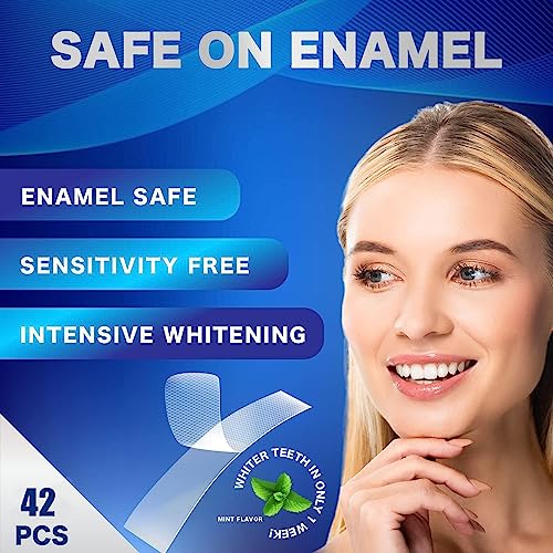 Whitening Strips for Teeth, 42 Upgraded Sensitivity Free Teeth Whitening Strips, Peroxide Free, 21 Treatments, Professional and Safe White Strips