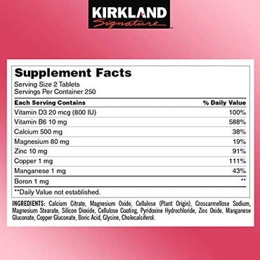 Kirkland Signature Calcium Citrate 500mg, 500 Count (Pack of 2)