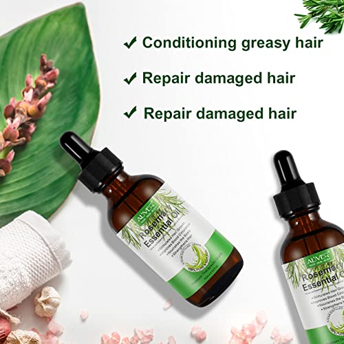 Rosemary Essential Oil for Hair Growth, 100% Pure Organic Rosemary Oil for Eyebrow and Eyelash, Nourishes The Scalp, Improves Blood Circulation,Rid of Itchy & Dry Scalp, Hair Loss Treatment 60ml