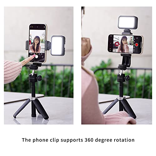 MAXCAM Bi-Color LED Video Light on Camera Accessories Kit Bundle Includes LED Fill Light + Phone Clip + Tripod, Lighting Duration 2 Hours, Dimmable 3200K-6700K and Brightness 1080 lumens