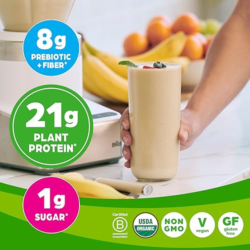 Orgain Organic Protein + Superfoods Powder, Vanilla Bean - 21g of Protein, Vegan, Plant Based, 5g of Fiber, No Dairy, Gluten, Soy or Added Sugar, Non-GMO, 2.02lb