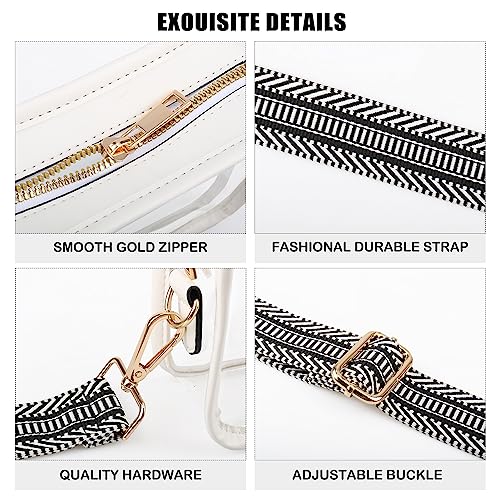 WEDDINGHELPER Clear Purse for Women:Clear Bag Stadium Approved, Crossbody Shoulder Bag with 2 Adjustable Purse Straps for Sporting Events Concerts(B-Red-2)