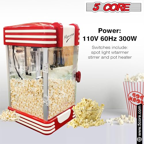 5 Core Popcorn Machine Popcorn Maker Machine used in Home Movie Theater Style Popcorn Popper 4 Oz Antique 300 Watts Big Grande Size POP 850
