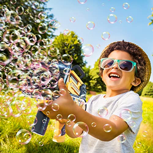 Bubble Guns Bubbles Maker Blower Machine Blaster,80 Holes Automatic Engineer Toys for Kids Toddlers,Wedding Party Favors,Birthday Gifts for 3 4 5 6 7 8 9 10 11 12 Years Old Boys Girls