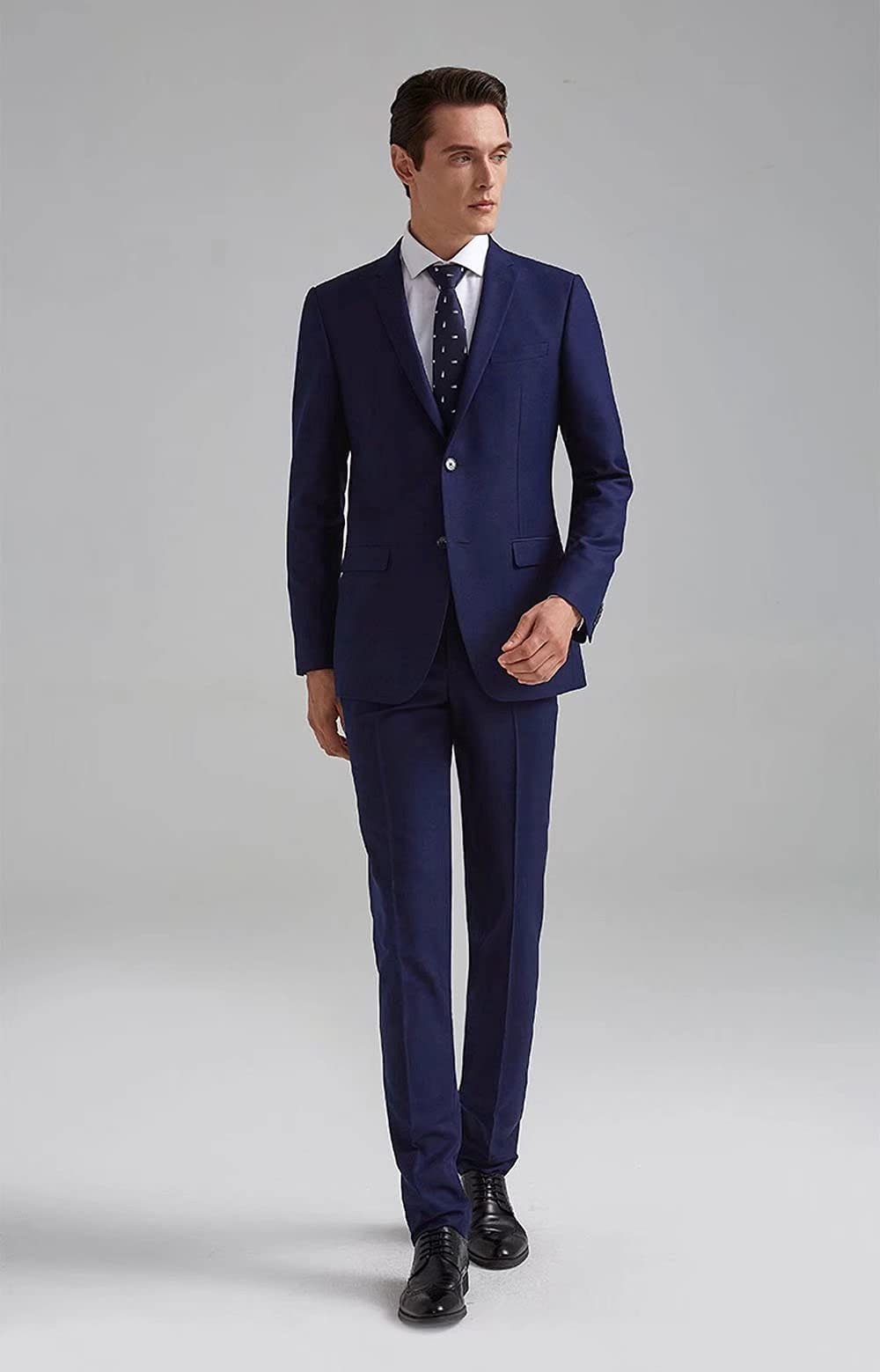 High-End Suits Men Suit 3 Pieces Slim Fit, Navy Blue Groomsmen Suit Business Suit for Men 2 Buttons Prom Tuxedo 3XL/4842