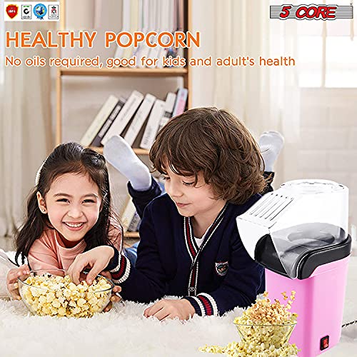 5 Core Hot Air Popcorn Popper 1100W Electric Popcorn Machine Kernel Corn Maker, Bpa Free, 16 Cups, 95% Popping Rate, 3 Minutes Fast, No Oil Healthy Snack for Kids Adults, Home, Party & Gift POP P
