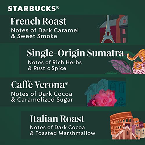 Starbucks K-Cup Coffee Pods—Dark Roast Coffee—Variety Pack—100% Arabica—1 box (96 pods)