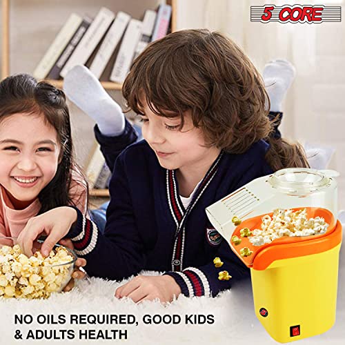 5 Core Hot Air Popcorn Popper 1200W Electric Popcorn Machine Kernel Corn Maker, Bpa Free, 16 Cups, 95% Popping Rate, 3 Minutes Fast, No Oil Healthy Snack for Kids Adults, Home, Party & Gift POP Y