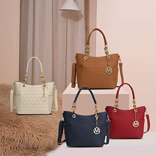 MKF Collection Shoulder Bag for Women, PU Leather Pocketbook Top-Handle Crossbody Purse Tote Satchel Handbag Black