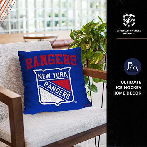 Northwest NHL Decorative Pillows- Enhance Your Space with Woven Throw Pillows - 14" x 14" - Playing Field at Your Home (New York Rangers - Blue)
