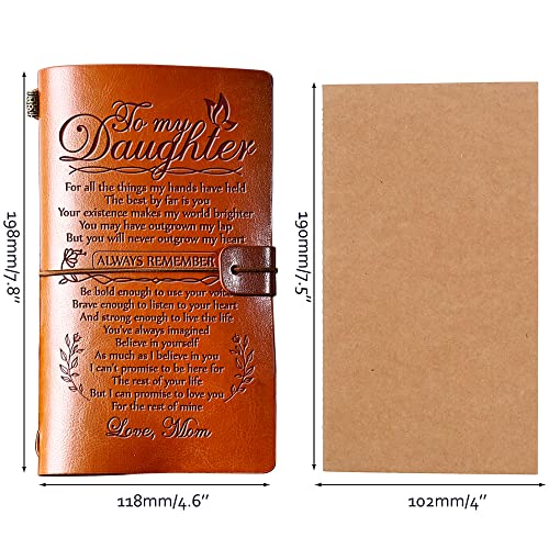 Daughter Gift from Mom, GIFTRRY To My Daughter Leather Journal, 140 Page Refillable Writing Journal, Christmas Birthday Gifts for Daughter from Mom, Mother Daughter Gifts for Adults Daughter